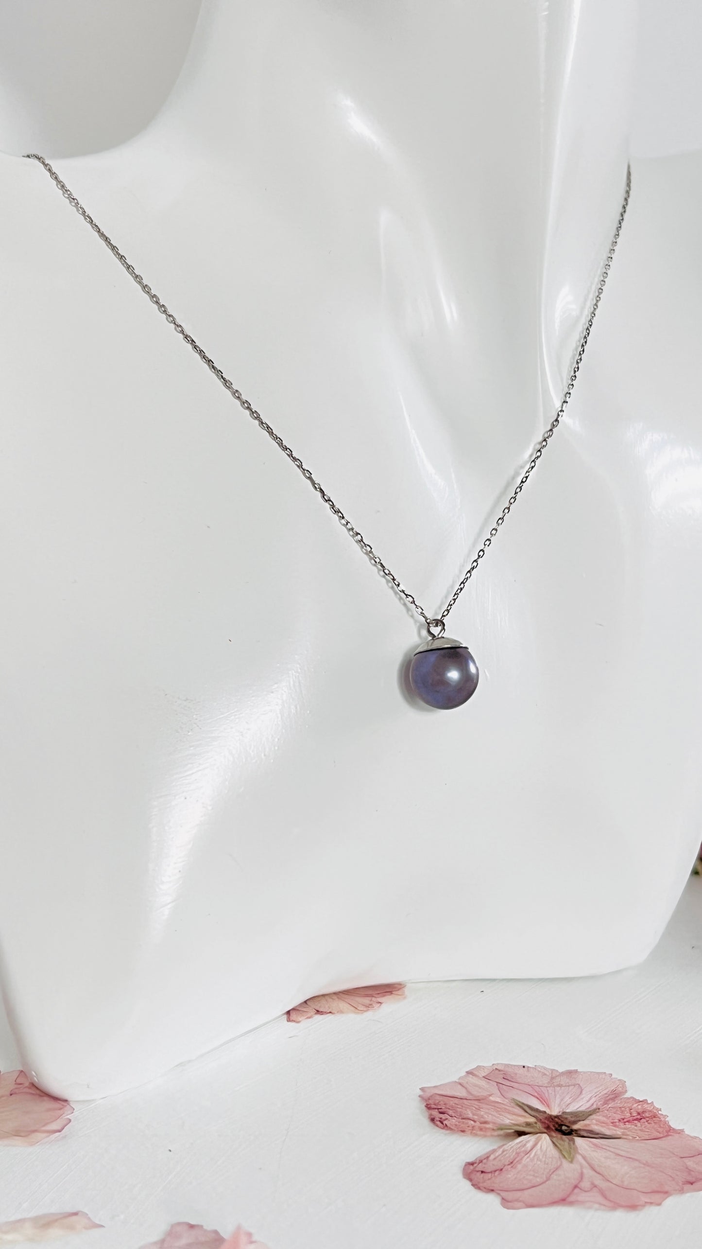 Delicado Collar en Plata 925 con una Hermosa y Delicada Perla de Tahiti Genuina - K.Beloved LLC