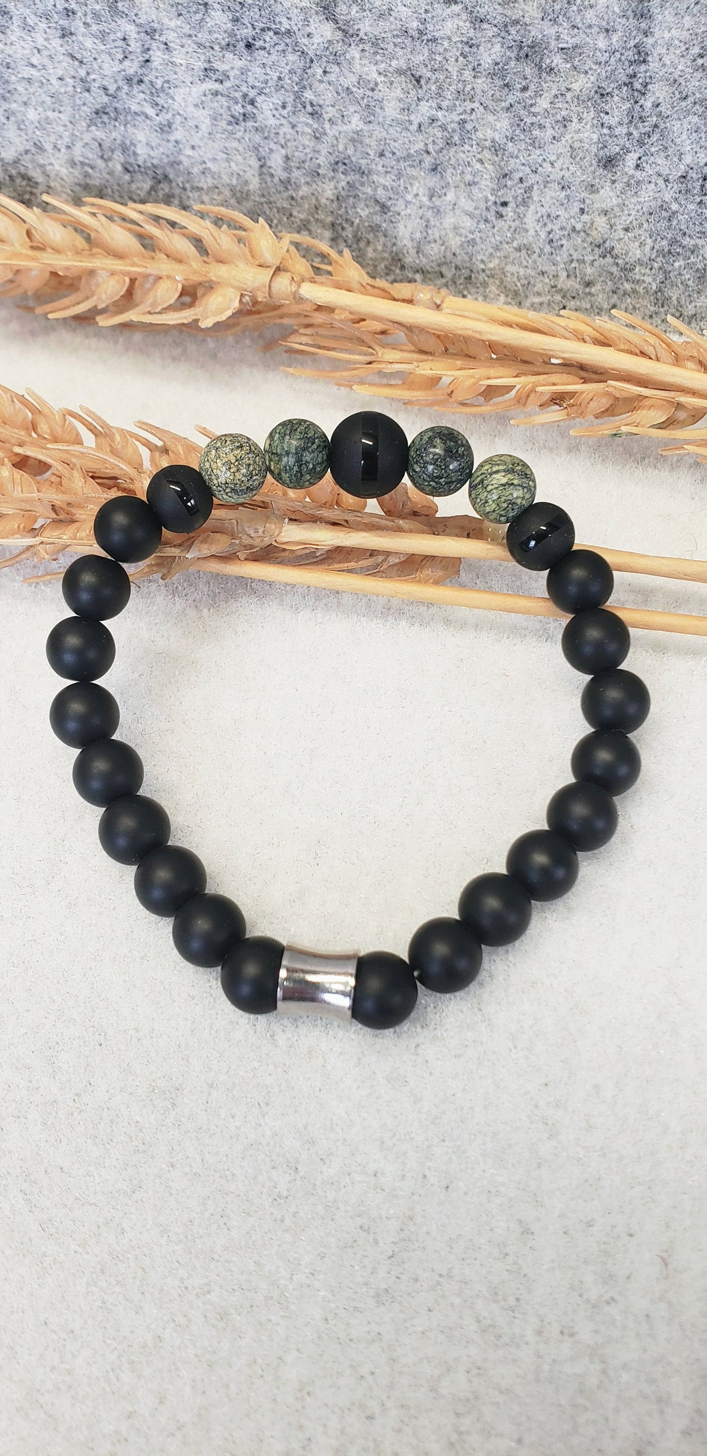 Green jasper Elastic Bracelet (Men) - K.Beloved LLC