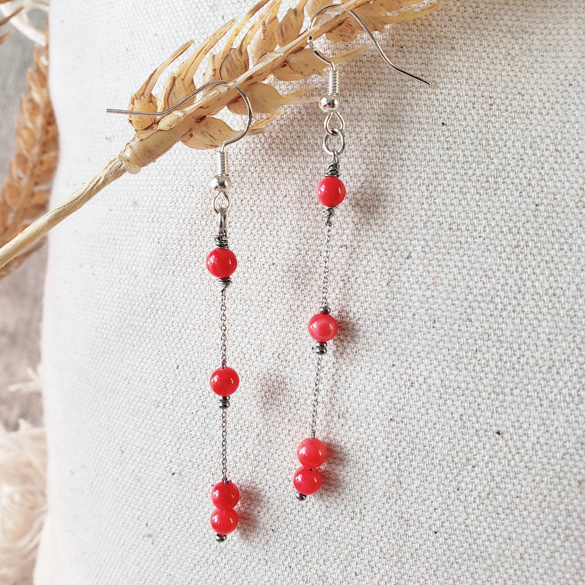 mother-of-pearl shell Coral  Earrings - K.Beloved LLC