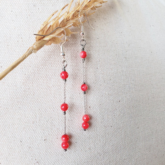 mother-of-pearl shell Coral  Earrings