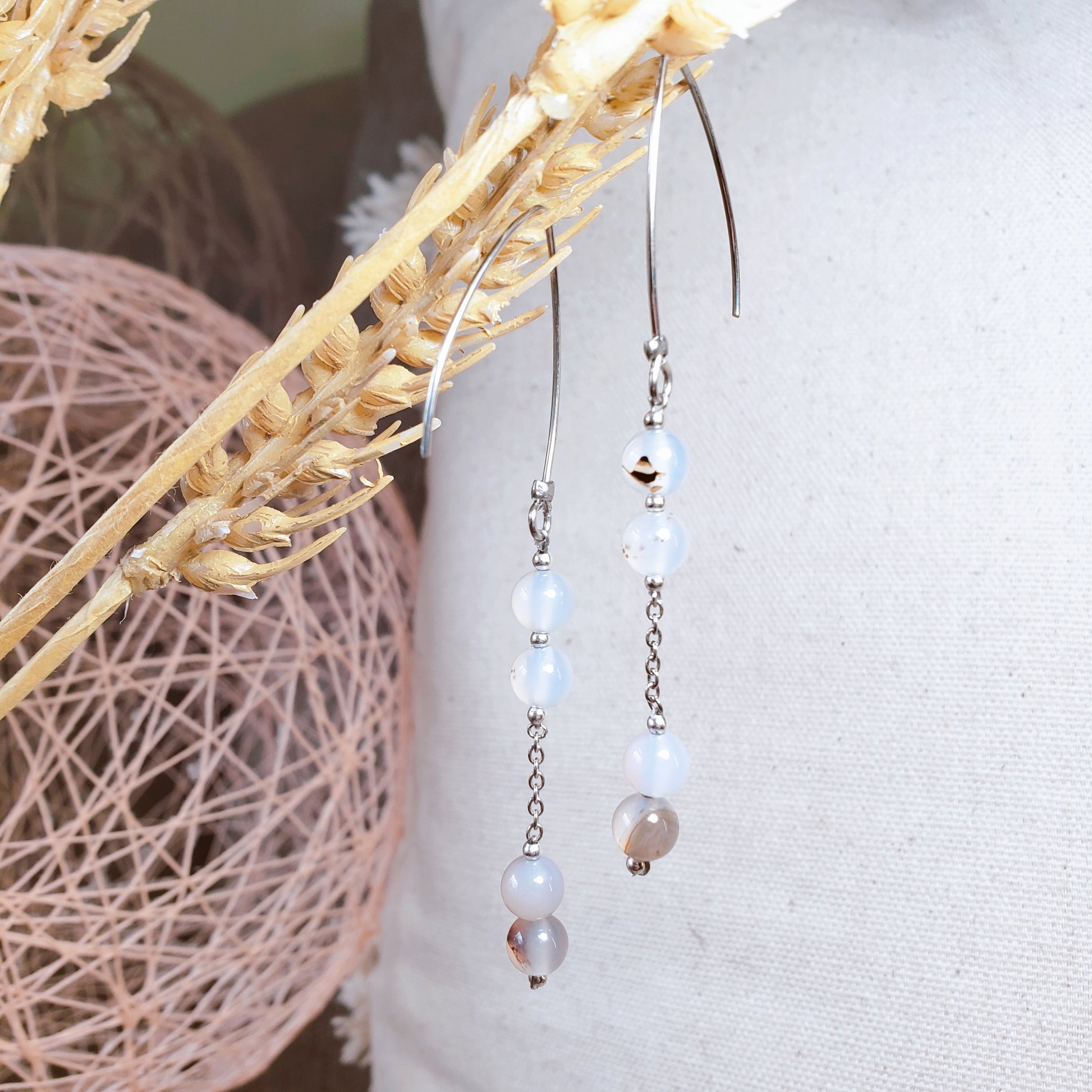 Agate White Earrings - K.Beloved LLC