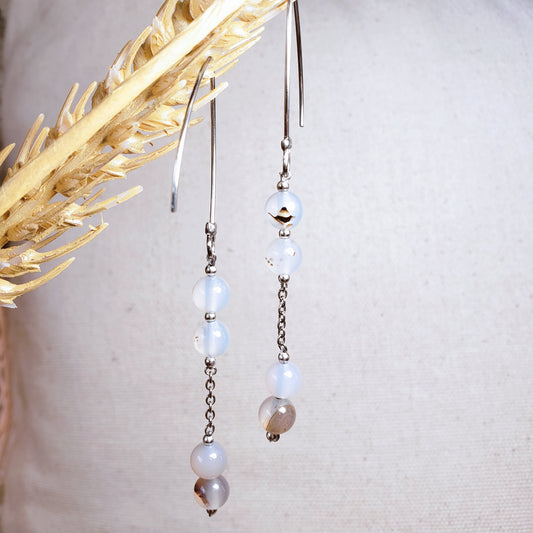 Agate White Earrings