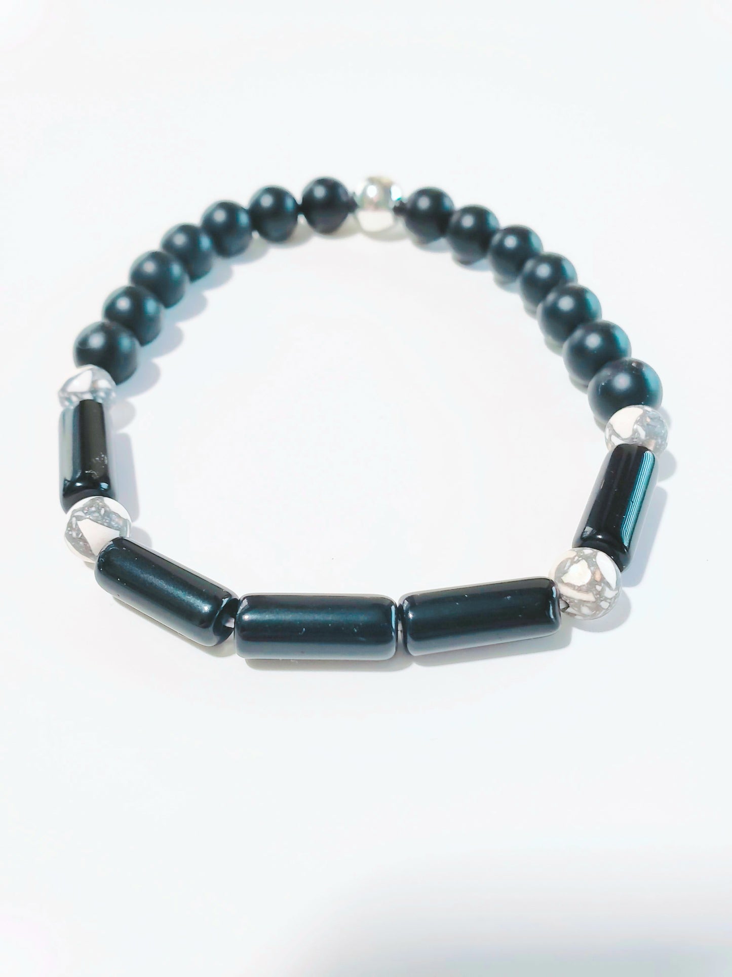 Men's Bracelet with Black obsidian