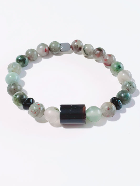 Men Bracelet with Agate and African Bloodstone