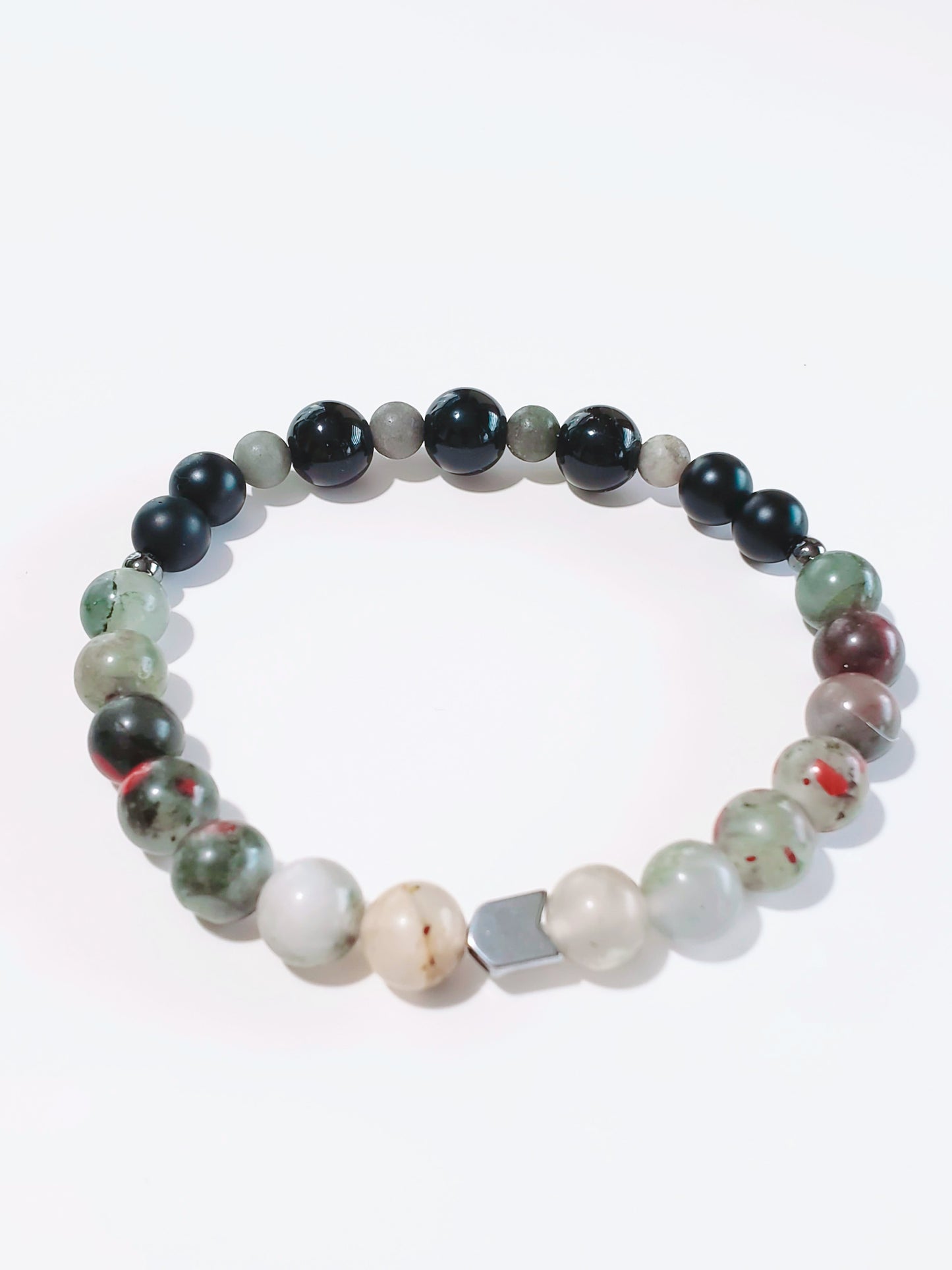 Men Bracelet with  Agate and African Bloodstone