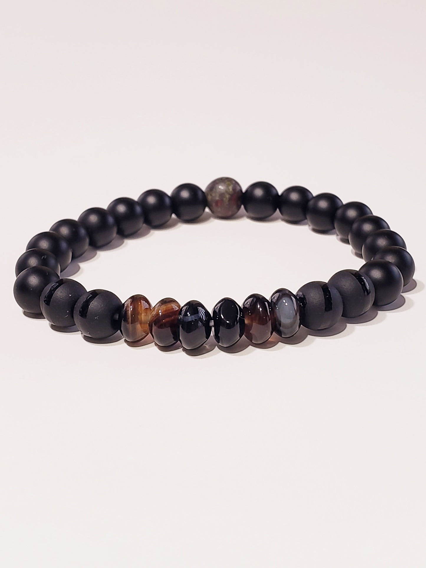 Mens Bracelet with Agate and Onyx