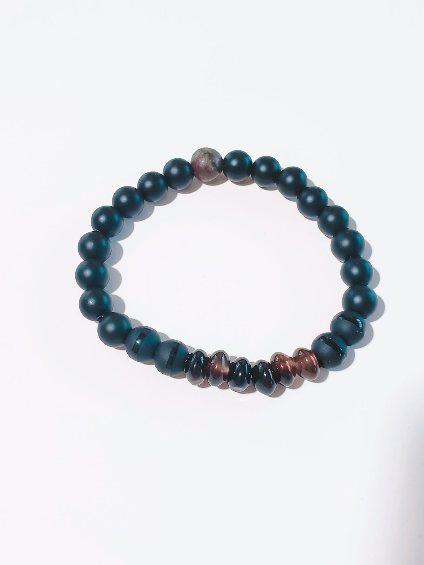 Mens Bracelet with Agate and Onyx