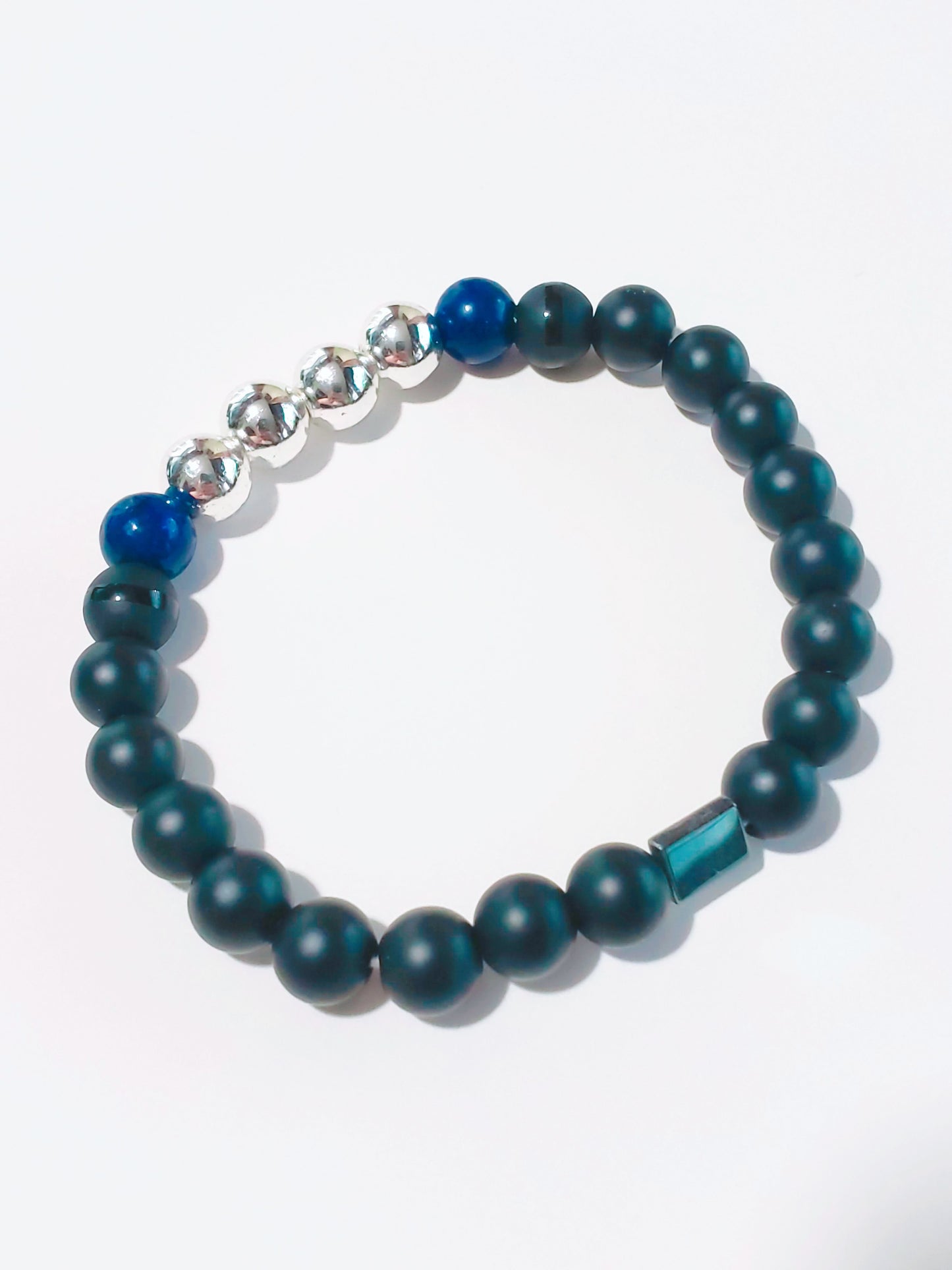 Men's Bracelet with Hematite and Blue lapis
