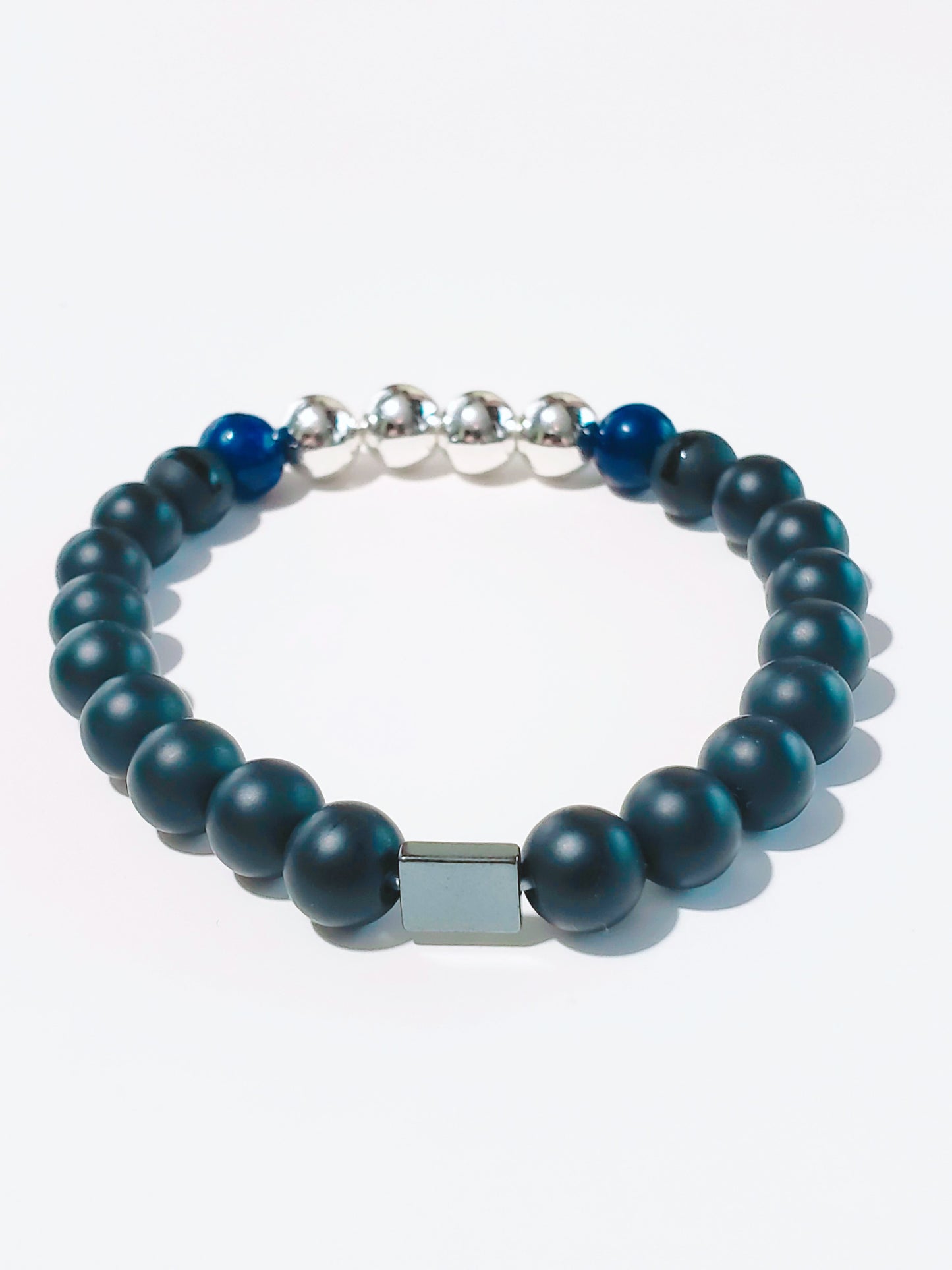 Men's Bracelet with Hematite and Blue lapis