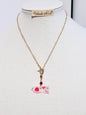 Dos estilo en Un mismo Collar, Collar en Acero Inoxidable con Dije con Mapa De P.R. en Resina con Flores secas  y otro dije en Resina con Flor seca color rosa - K.Beloved LLC