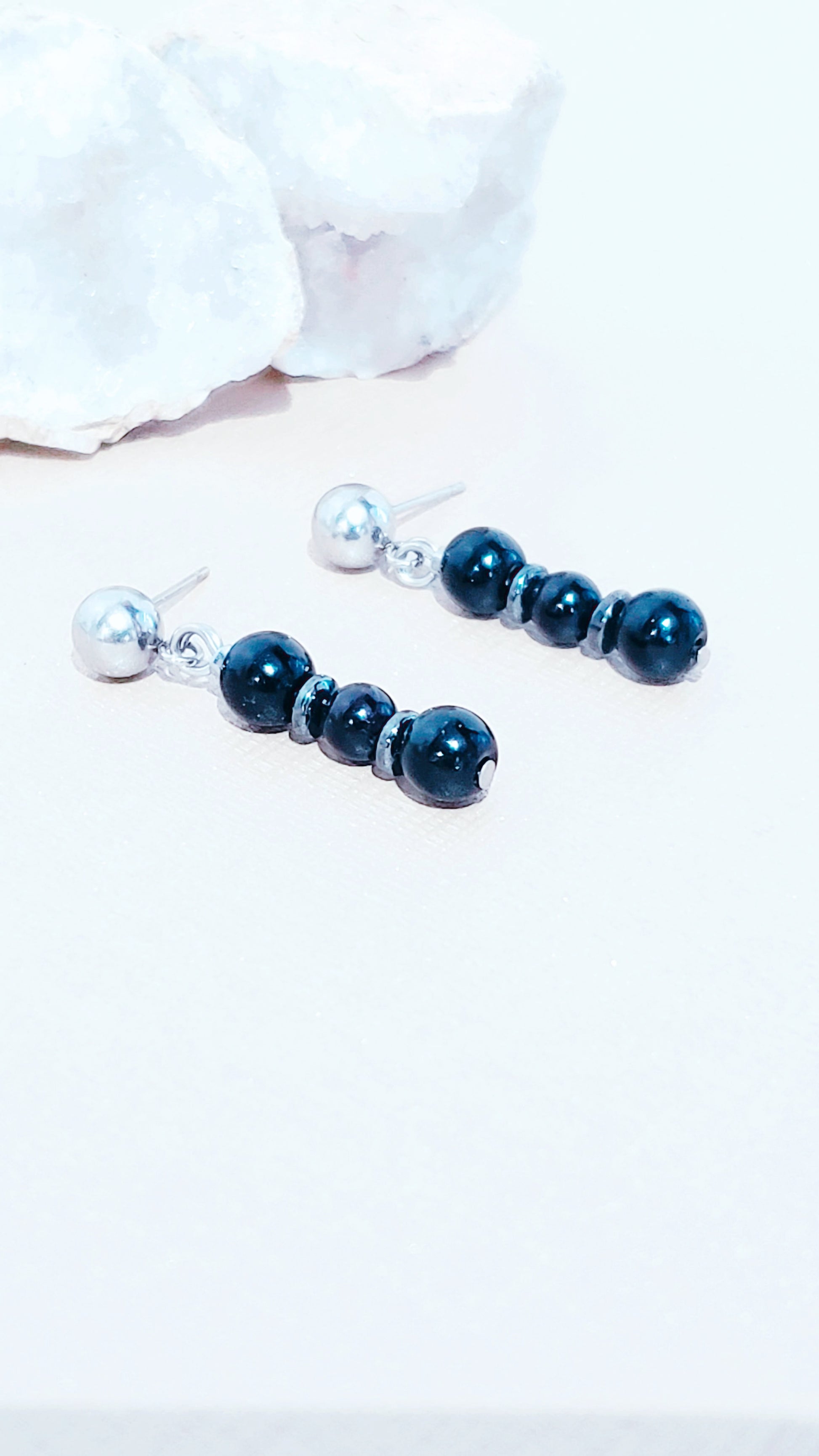 Black Agate Necklace and Earrings Set. - K.Beloved LLC