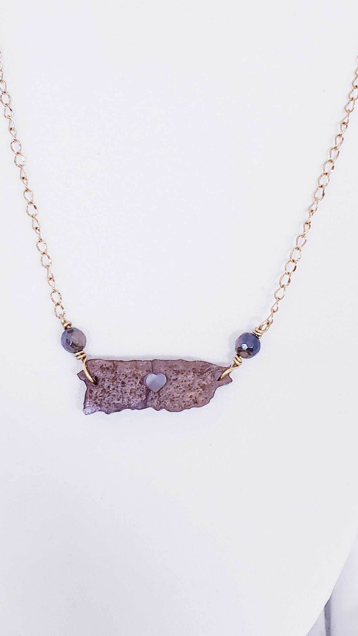 Collar en Acero Inoxidable con Dije de Mapa de P.R en Resina color Marrón - K.Beloved LLC