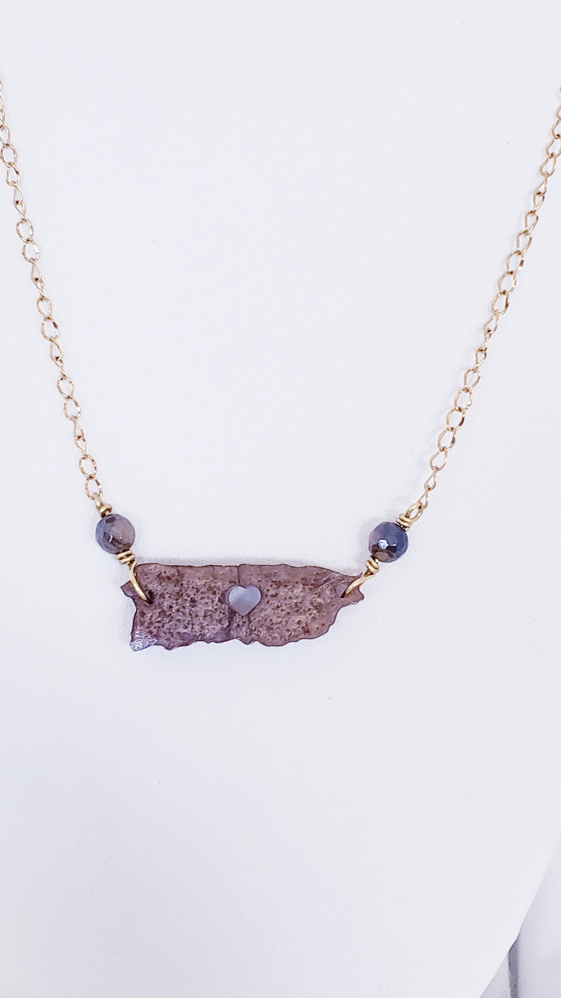 Collar en Acero Inoxidable con Dije de Mapa de P.R en Resina color Marrón - K.Beloved LLC