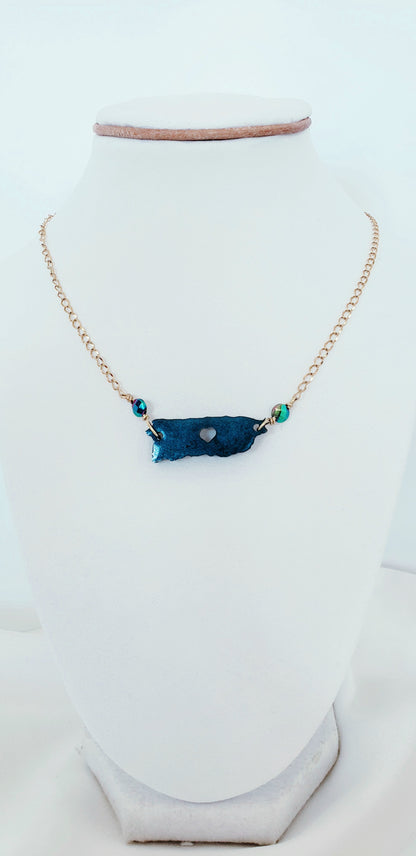 Collar en Acero Inoxidable con Mapa de Puerto Rico en Resina Azul - K.Beloved LLC