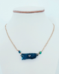 Collar en Acero Inoxidable con Mapa de Puerto Rico en Resina Azul - K.Beloved LLC