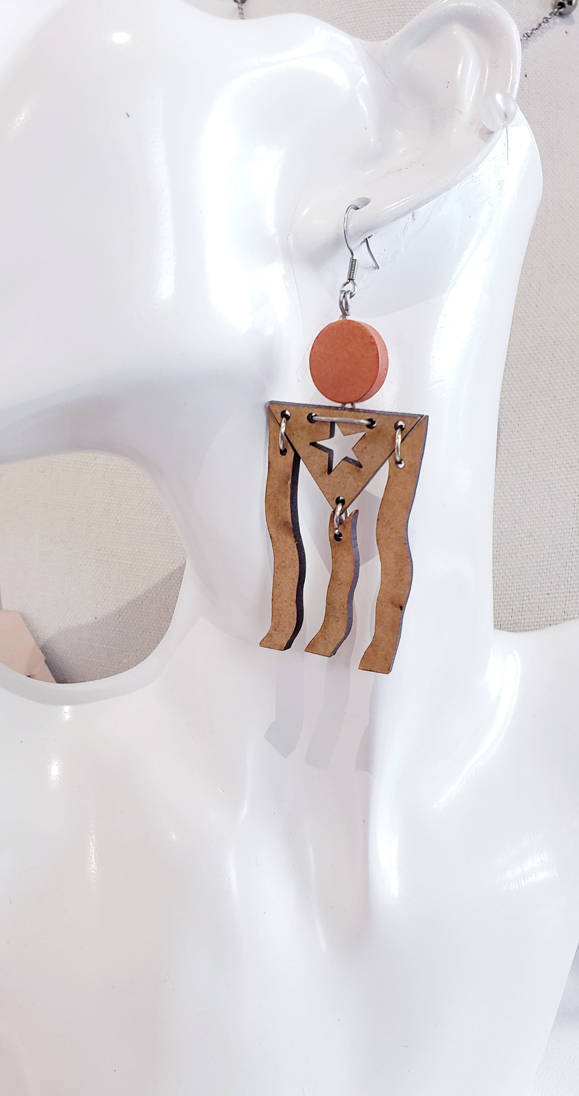 Pendientes de Madera de la Bandera Puertorriqueña - K.Beloved LLC