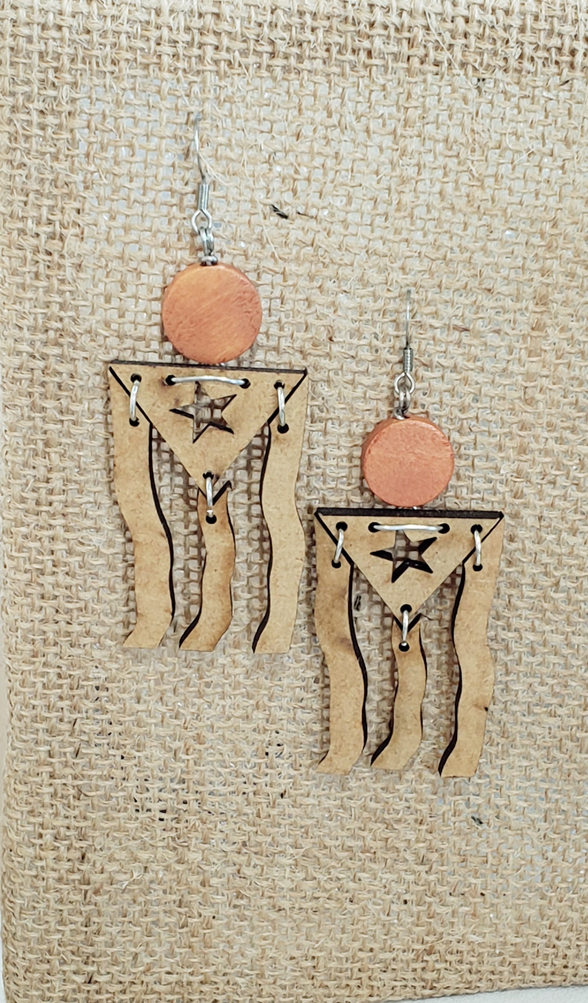 Pendientes de Madera de la Bandera Puertorriqueña - K.Beloved LLC