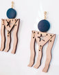 Pendientes de Madera con un Toque en Azul  de la Bandera de Puertoriqueña - K.Beloved LLC