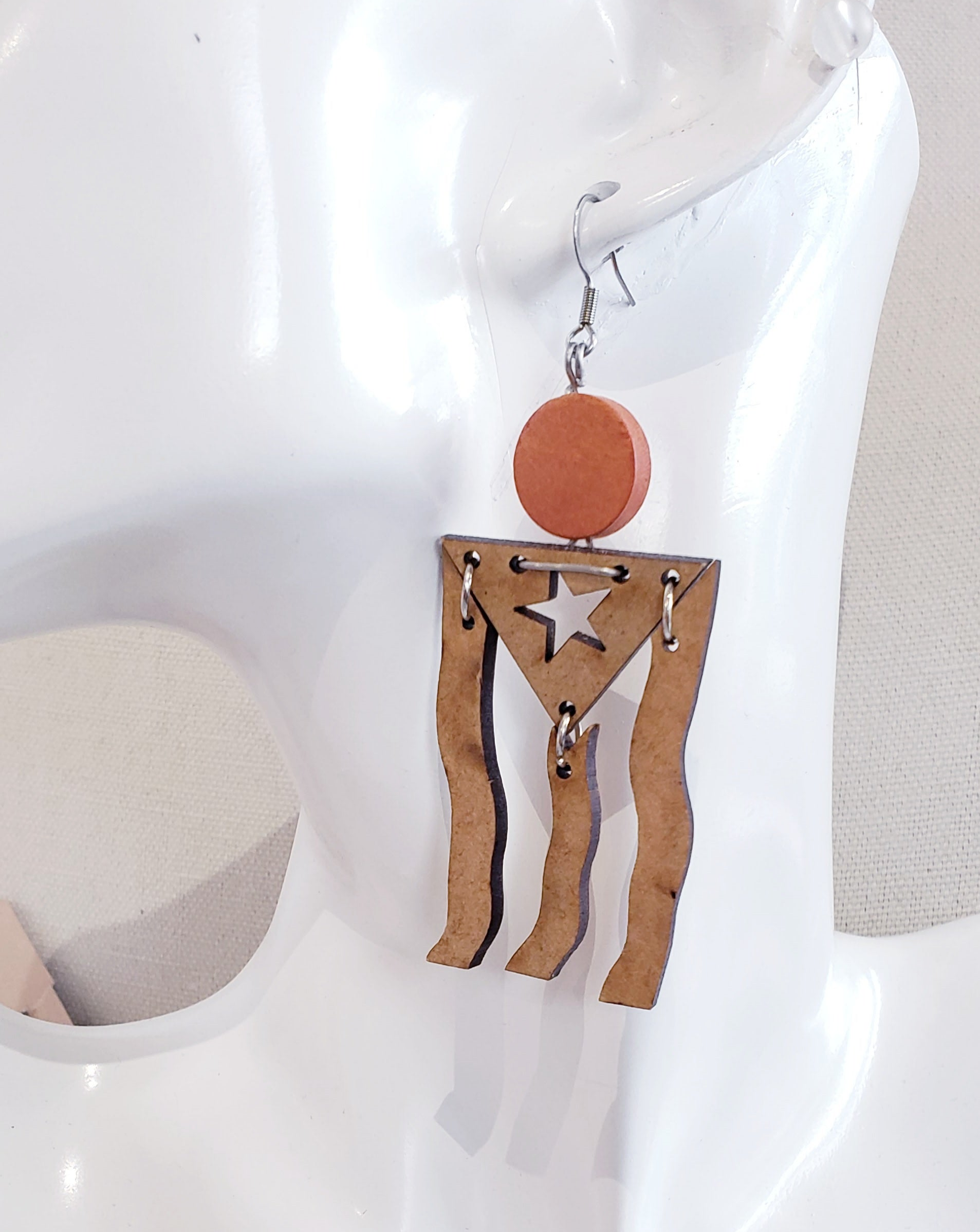 Pendientes de Madera de la Bandera Puertorriqueña - K.Beloved LLC