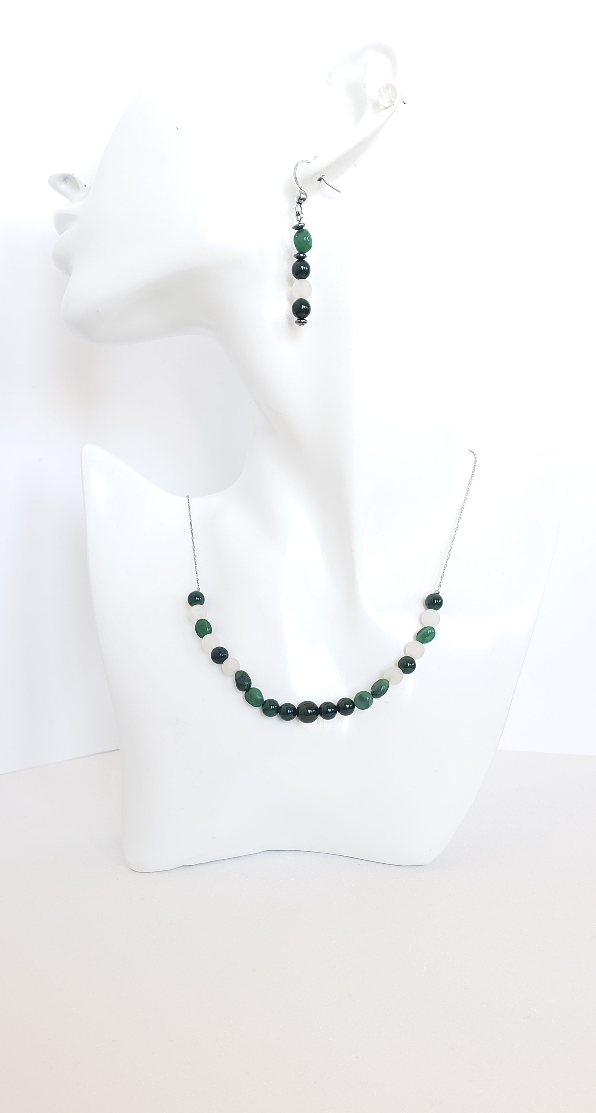 African Aventurine Necklace and Earrings Set. - K.Beloved LLC