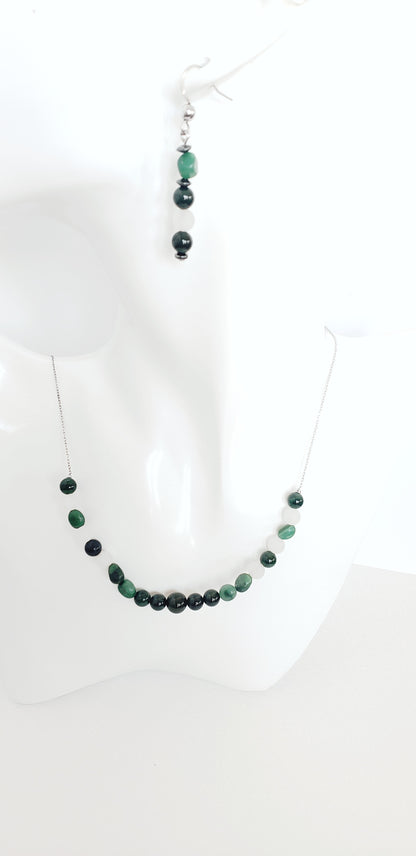 African Aventurine Necklace and Earrings Set. - K.Beloved LLC