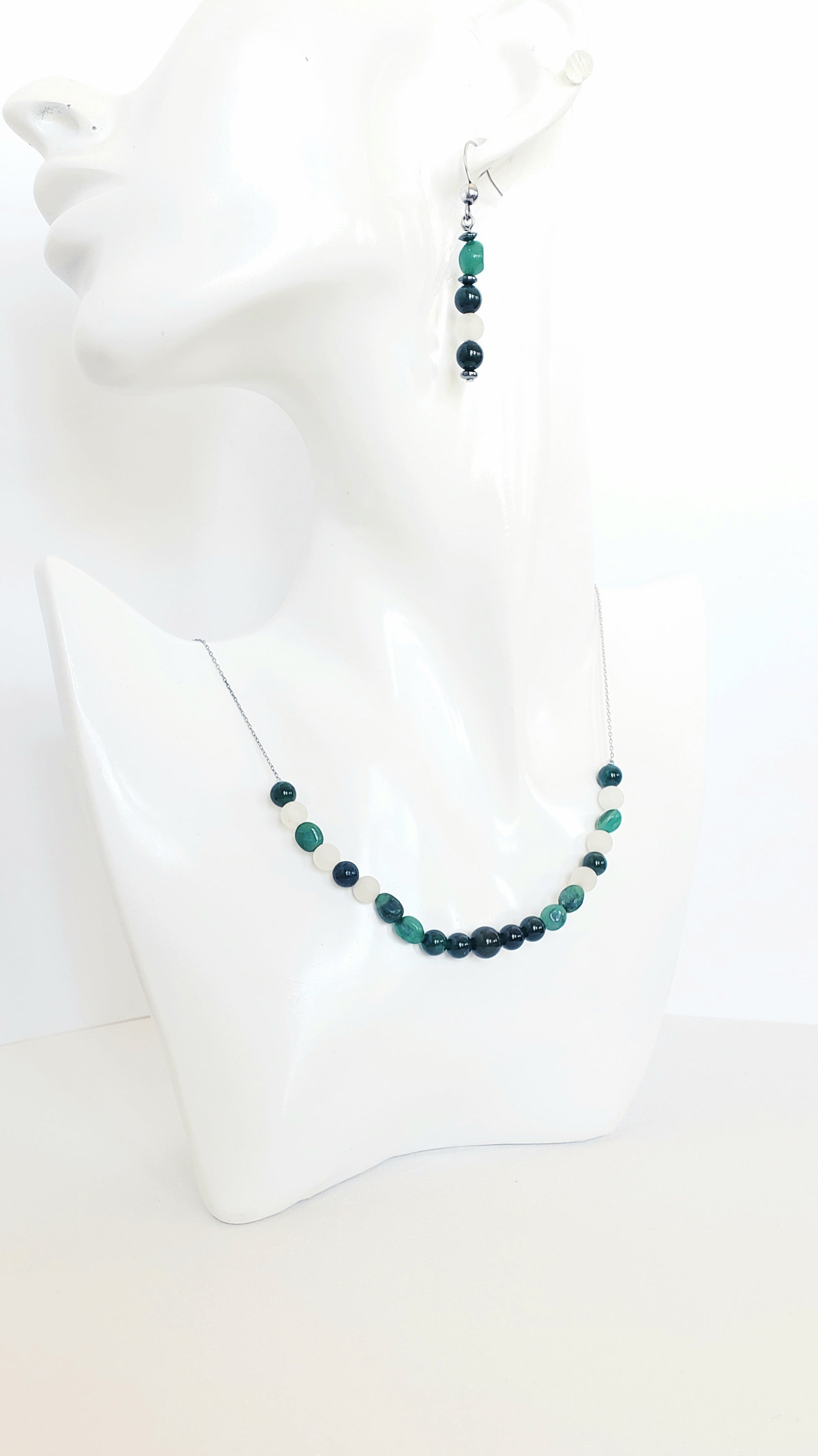 African Aventurine Necklace and Earrings Set. - K.Beloved LLC