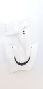 Diseño Unico en Collar y Aretes en Acero inoxidable con hermosas Piedras Ágata Negra - K.Beloved LLC