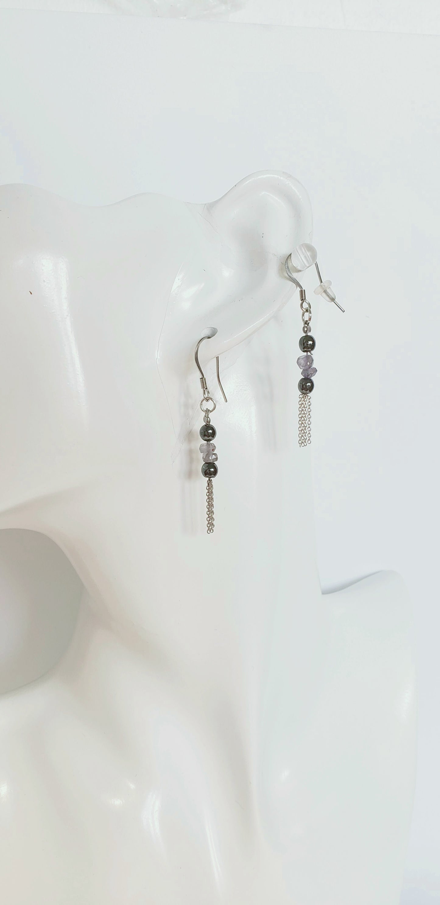 Dale un toque Delicado a tu Estilo con este hermoso Collar Combinado con sus Aretes en Plata 925 y delicada Piedra Iolite - K.Beloved LLC