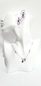 Collar de Plata 925 ,elaborado con Concha de Nácar  Genuino,un Colgante Capiz. El cierre en forma de lágrima de Plata 925 ,en Combinación con unos Pendientes Delicado - K.Beloved LLC
