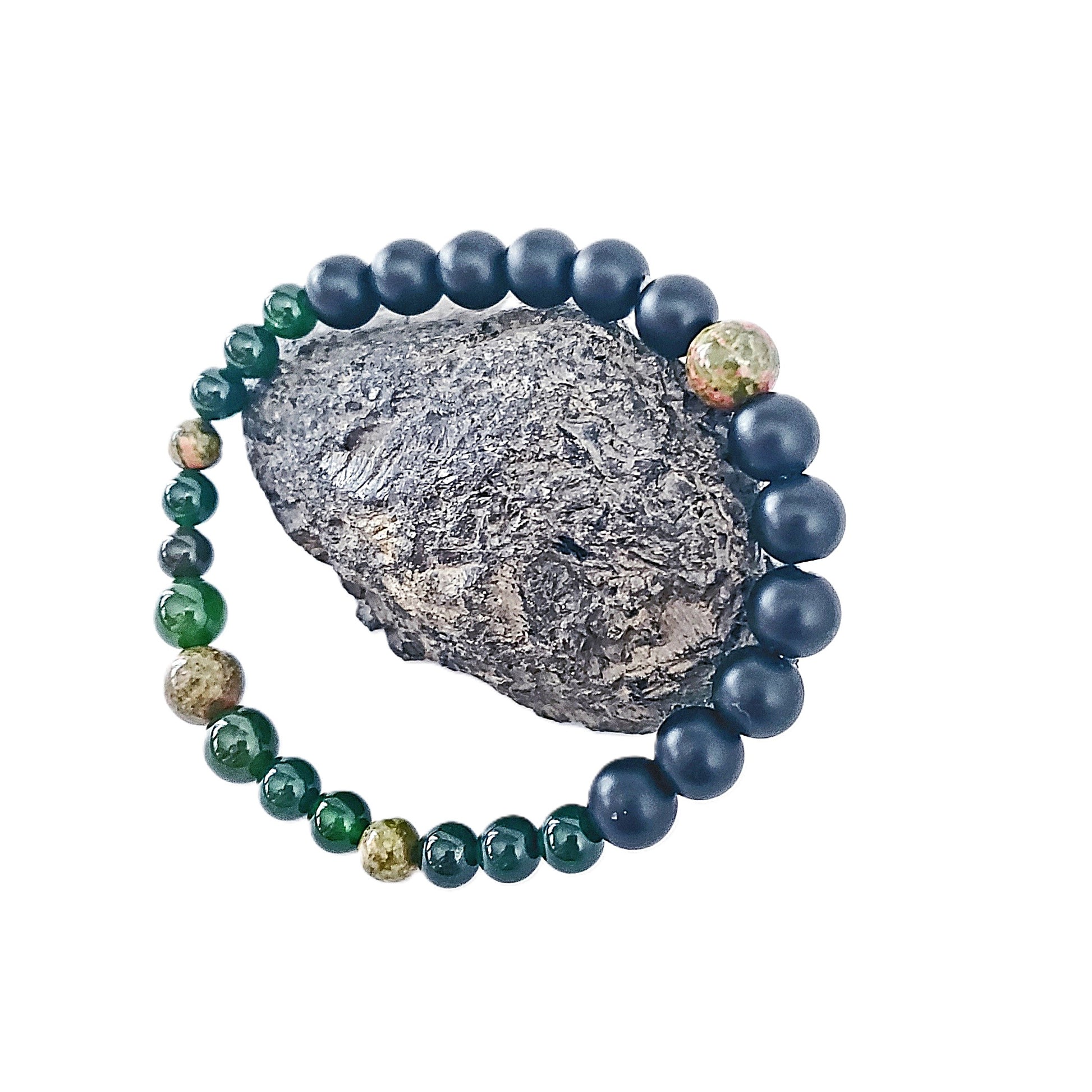 Pulsera de Cuarzo Verde y Piedra Unakite - Fuerza y Estilo Natural. - K.Beloved LLC