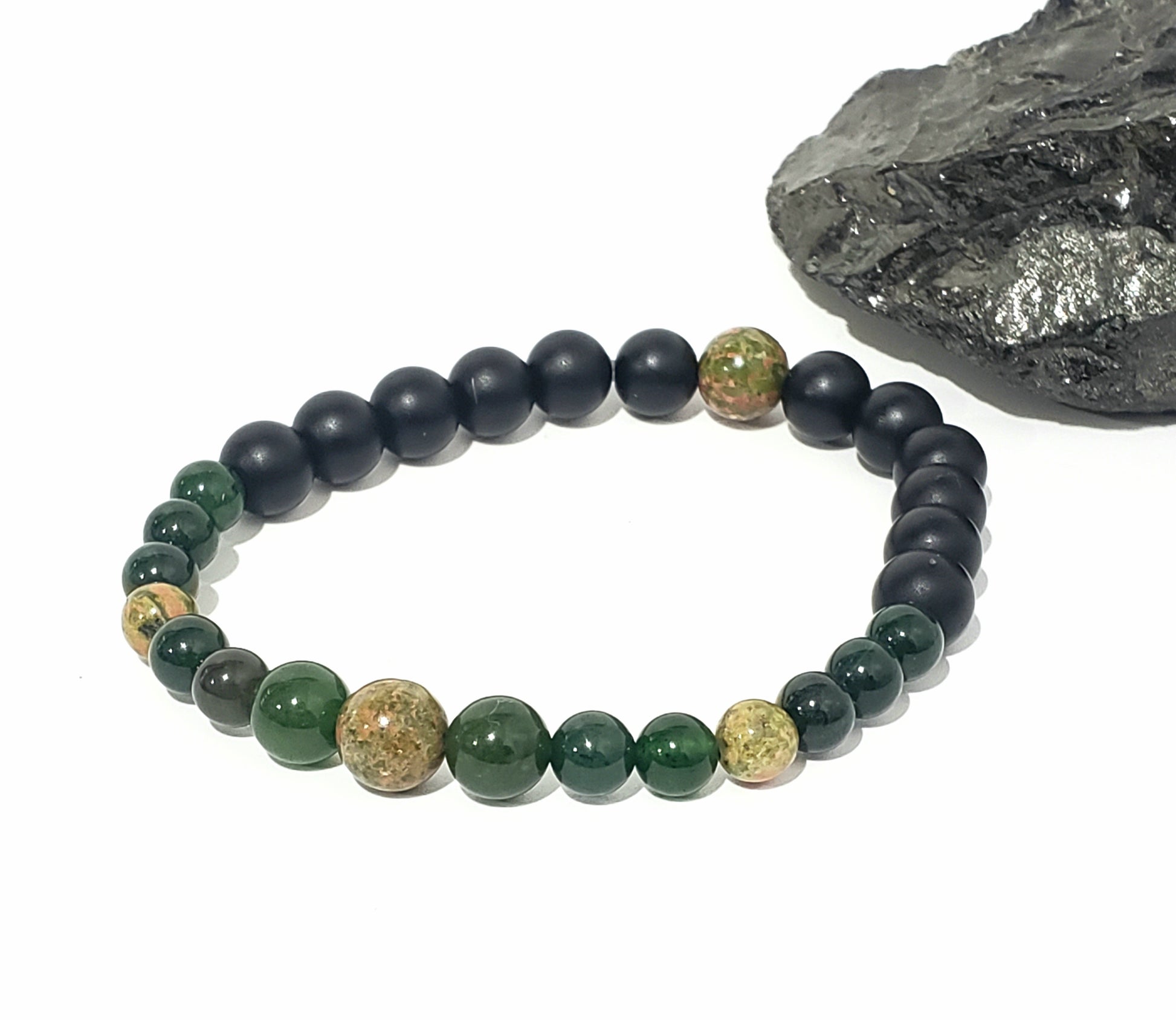 Pulsera de Cuarzo Verde y Piedra Unakite - Fuerza y Estilo Natural. - K.Beloved LLC