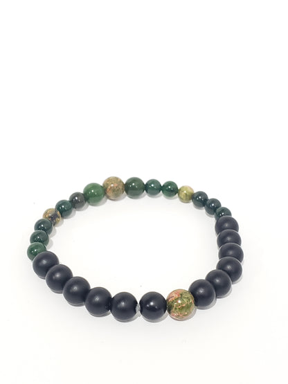 Pulsera de Cuarzo Verde y Piedra Unakite - Fuerza y Estilo Natural. - K.Beloved LLC