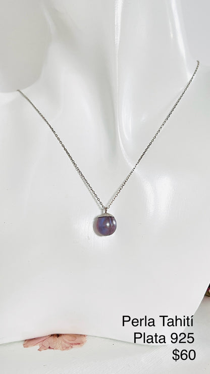 Delicado Collar en Plata 925 con una Hermosa y Delicada Perla de Tahiti Genuina - K.Beloved LLC