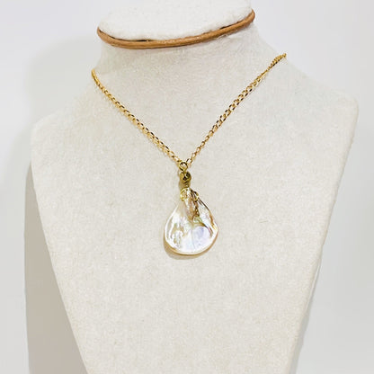 Collar en Acero Inoxidable con Colgante en Lágrima de Concha Natural - K.Beloved LLC