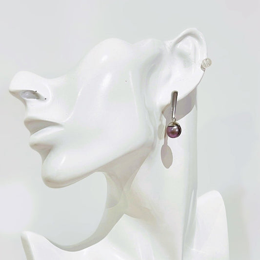 Aretes en Acero Inoxidable Perlas Tahiti - K.Beloved LLC