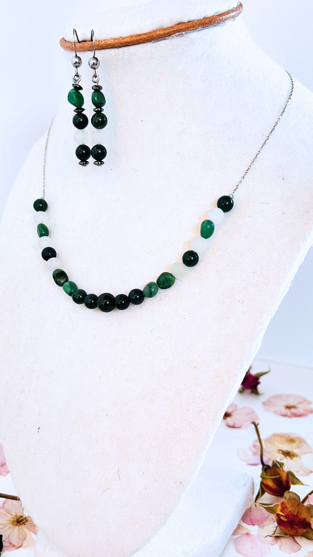 African Aventurine Necklace and Earrings Set. - K.Beloved LLC