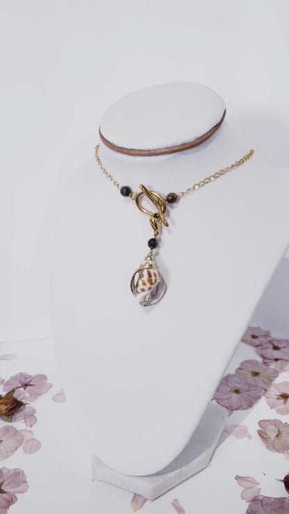 Collar con Cierre de palanca en T en de acero inoxidable, un hermoso Dije Desmontable de caracol Natural