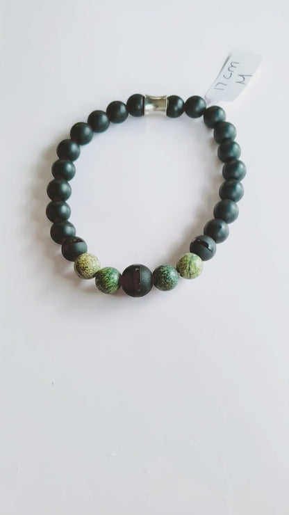 Green jasper Elastic Bracelet (Men)