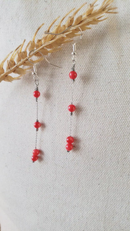 mother-of-pearl shell Coral  Earrings