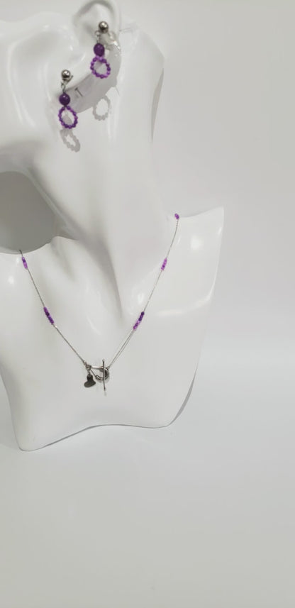 Collar de Plata 925 ,elaborado con Concha de Nácar  Genuino,un Colgante Capiz. El cierre en forma de lágrima de Plata 925 ,en Combinación con unos Pendientes Delicado