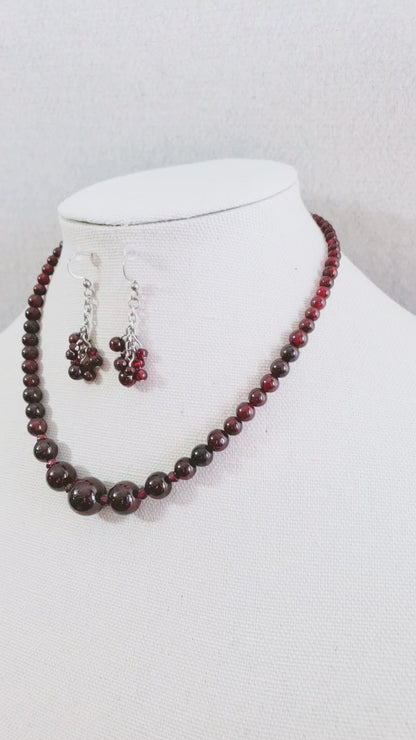 Garnet Necklace and Earrings Set