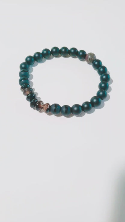 Mens Bracelet with Agate and Onyx