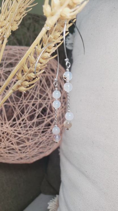 Agate White Earrings
