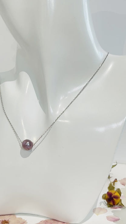 Delicado Collar en Plata 925 con Hermosa Perla Tahití Genuina