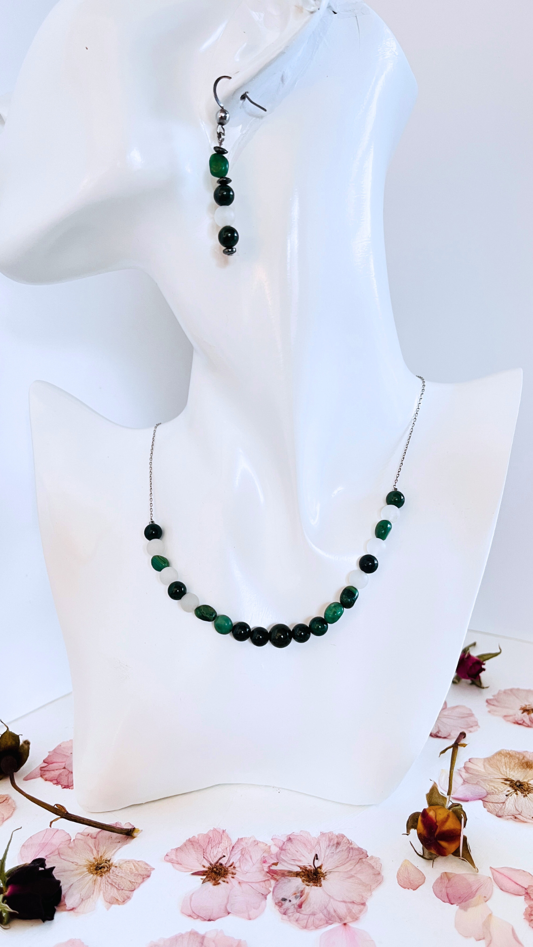 African Aventurine Necklace and Earrings Set. - K.Beloved LLC