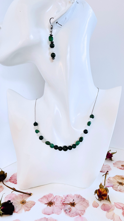 African Aventurine Necklace and Earrings Set. - K.Beloved LLC