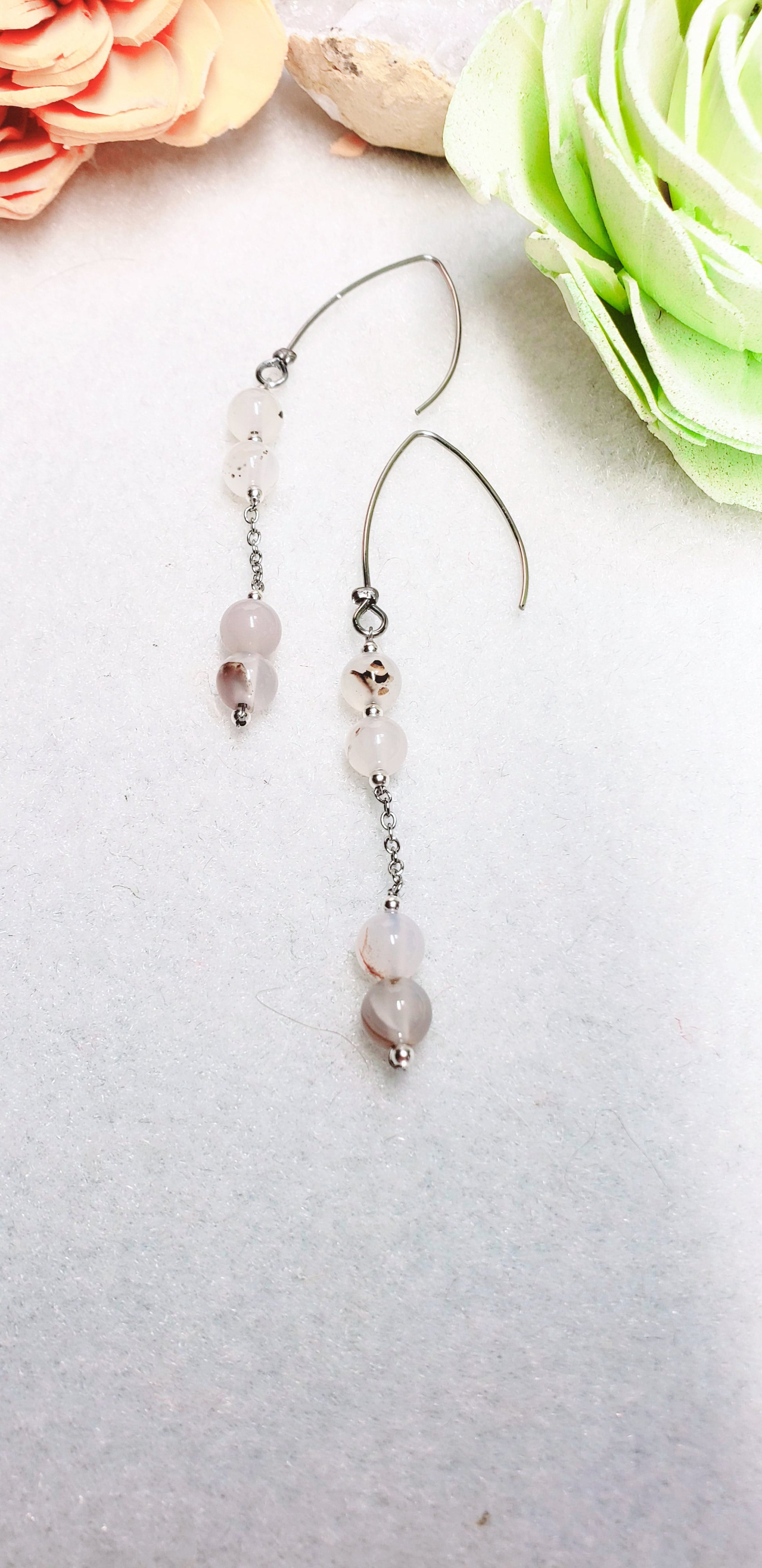 Agate White Earrings - K.Beloved LLC