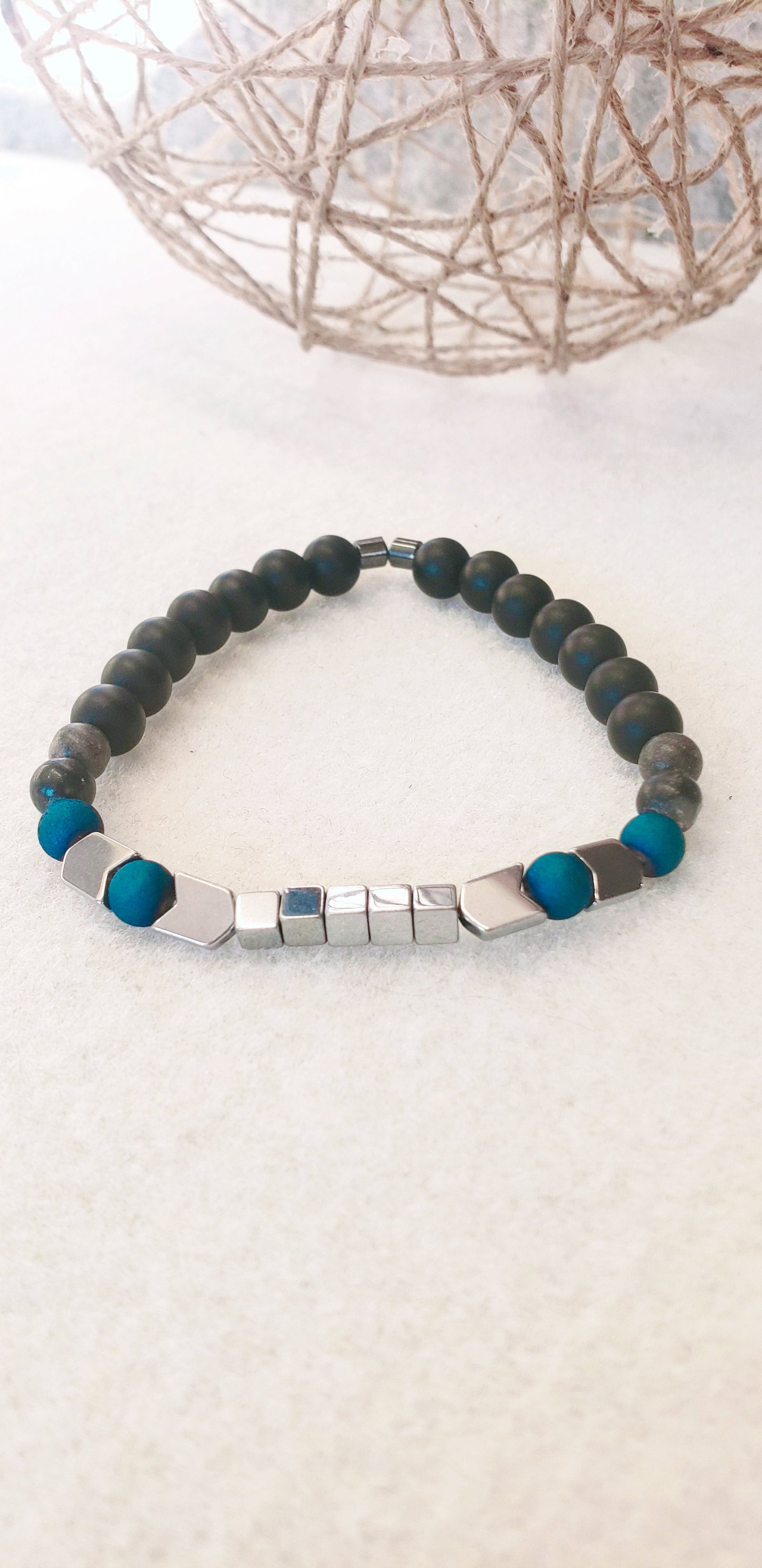 Hematite Elastic Bracelet (Men) - K.Beloved LLC
