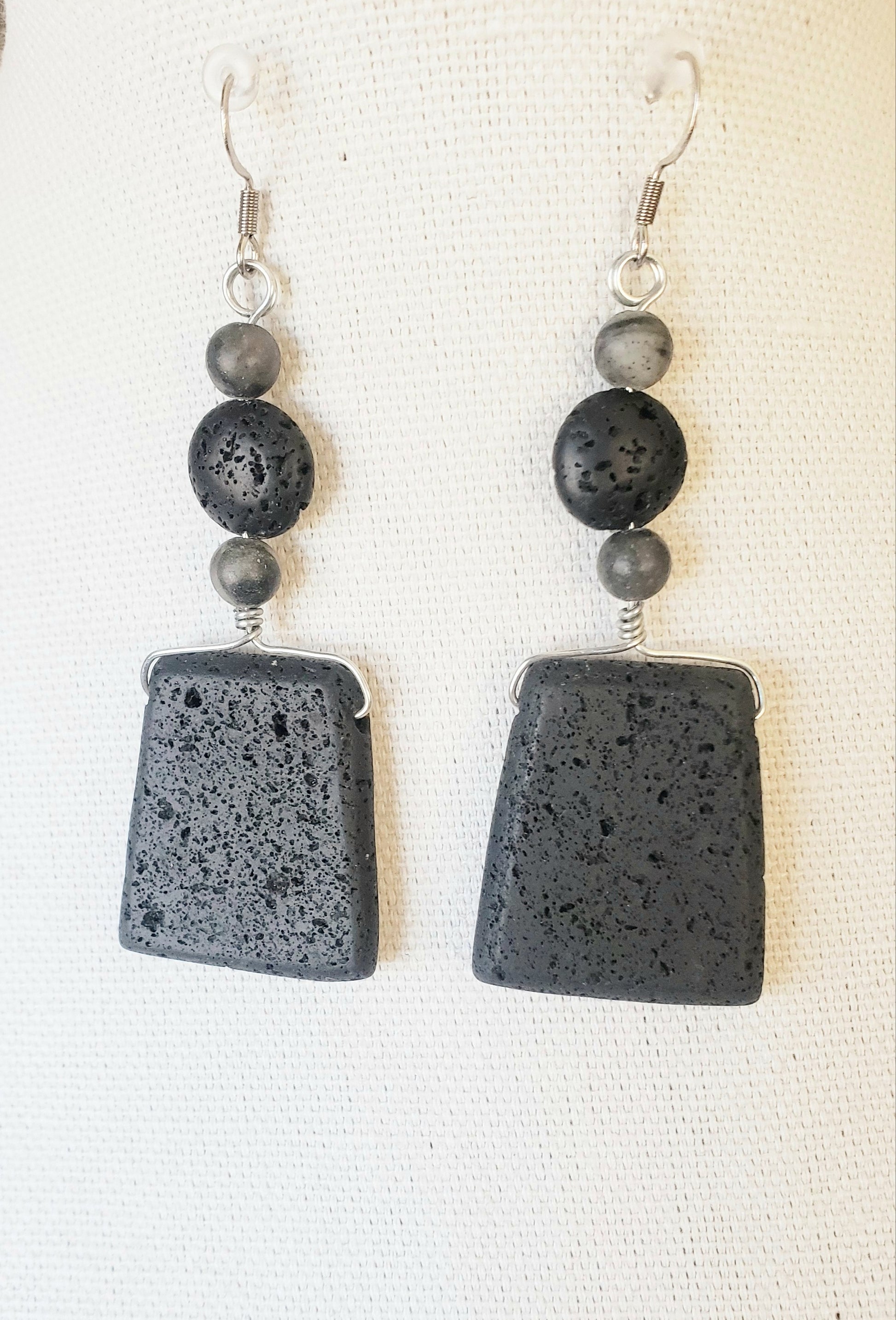 Black Lava Rock Necklace and Earrings Set - K.Beloved LLC