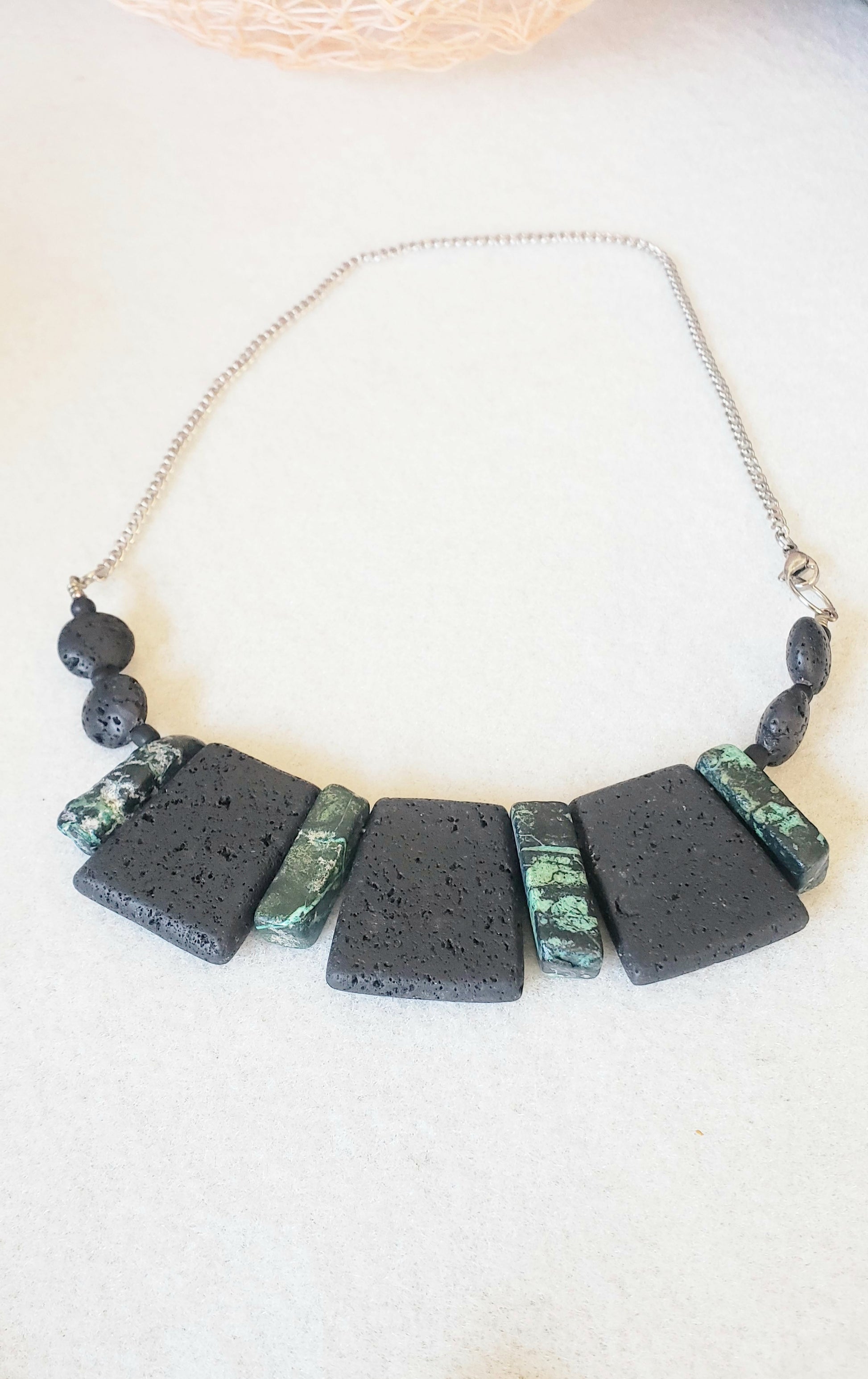 Black Lava Rock Necklace and Earrings Set - K.Beloved LLC
